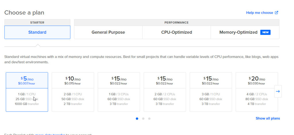 Planes de DigitalOcean